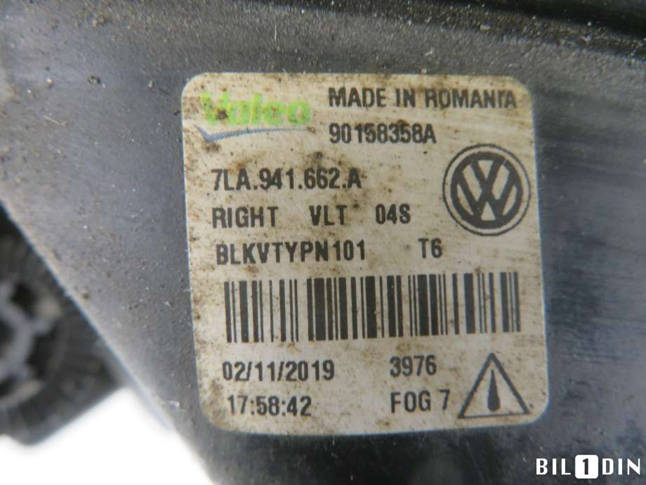 Tåkelykt høyre foran til VW Transporter / Caravelle 2019-->> (T6.1) (T6.1) (VOLKSWAGEN|7LA941662A|)