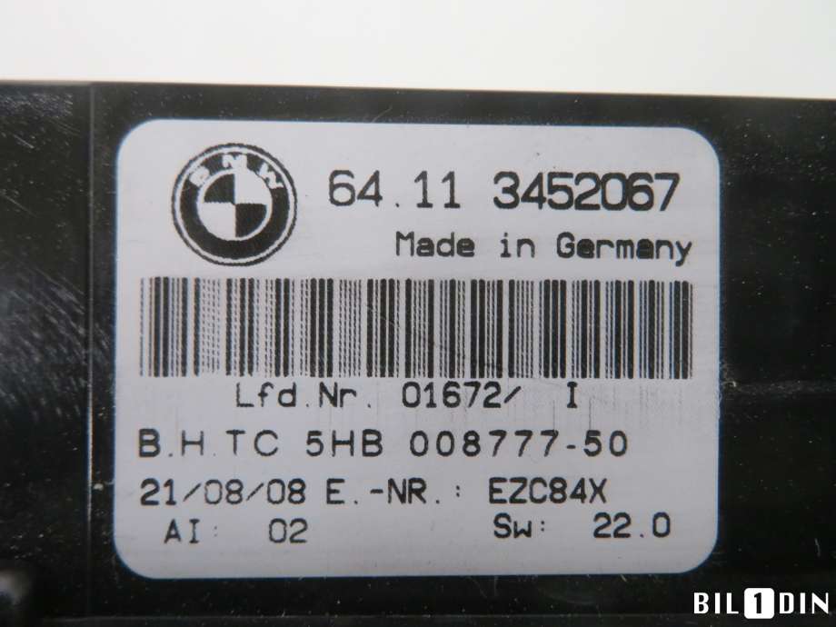 Varmeapparat betjening til BMW X3 2007-2010 (Fase 2) (E83) (E83) (BMW|64113455805|)