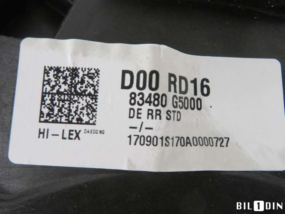 Ruteheis til Kia Niro 2016-2021  (KIA|83481G5000|)