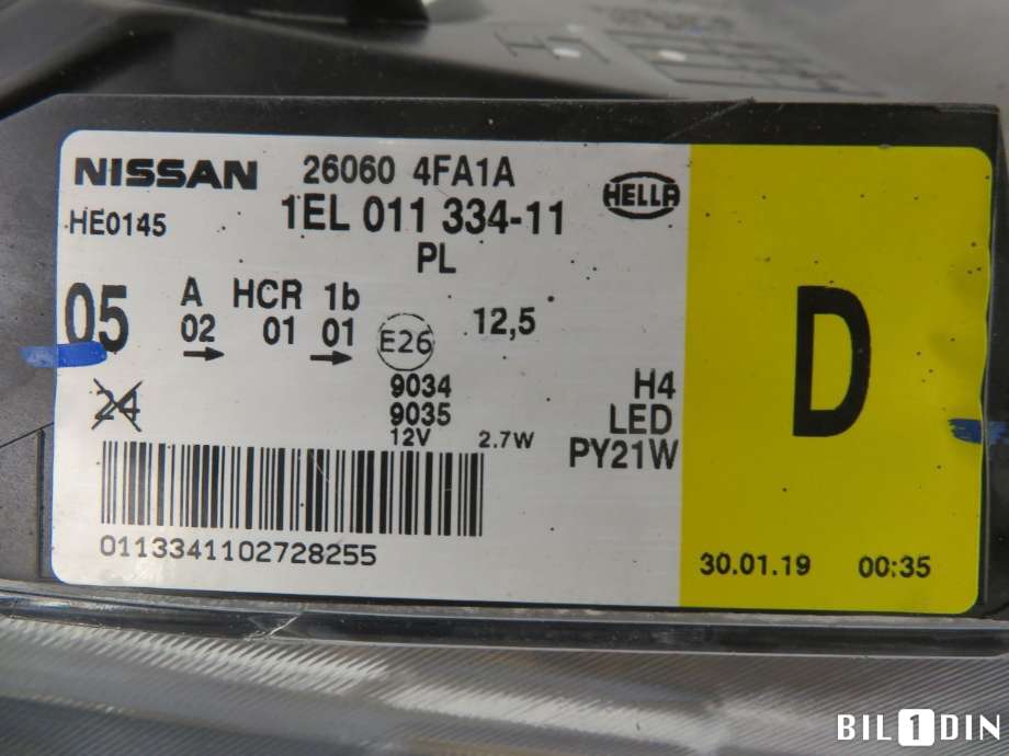 Frontlykt venstre halogen til Nissan NV200 2010-2019  (NISSAN|260604FA1A|)