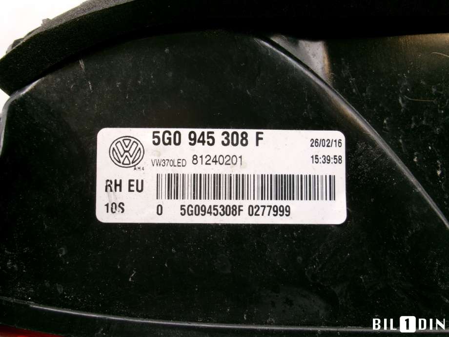 Baklykt venstre indre til VW e-Golf 2014-2017 (Fase 1) (VOLKSWAGEN|5G0945207|)