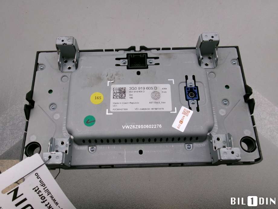 Multimedia display (MCU - Media Controller Unit) til VW e-Golf 2014-2017 (Fase 1)  (VOLKSWAGEN|3G0919605D|)
