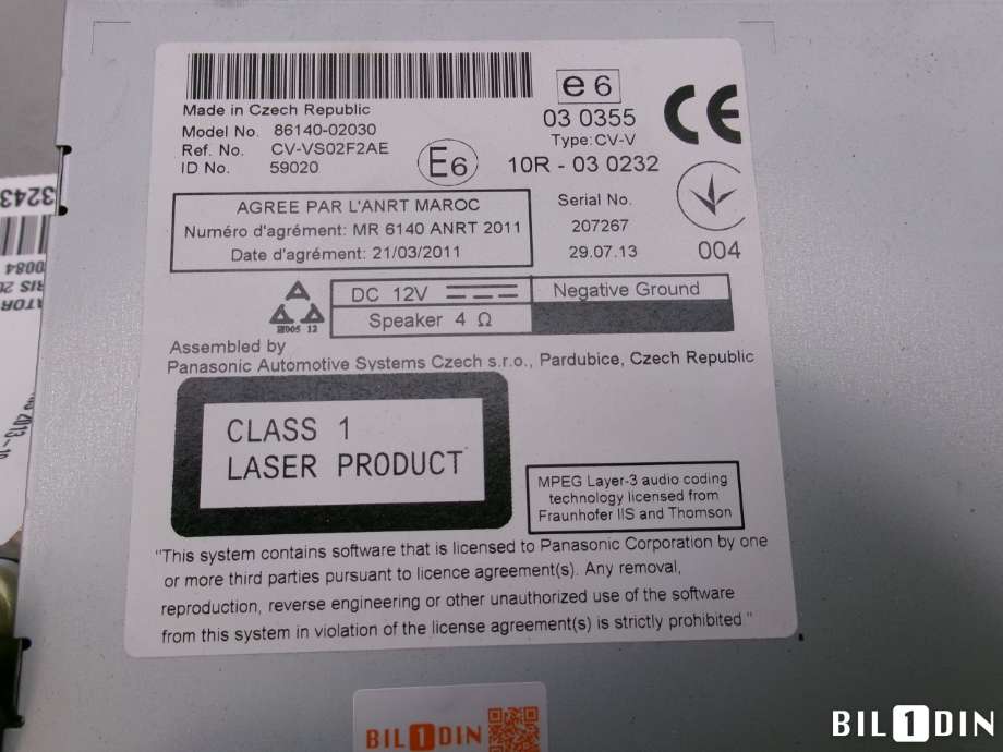 Bilstereo navigasjon til Toyota Auris 2013-2015 (Type II, Fase 1)  (TOYOTA|8614002030|)