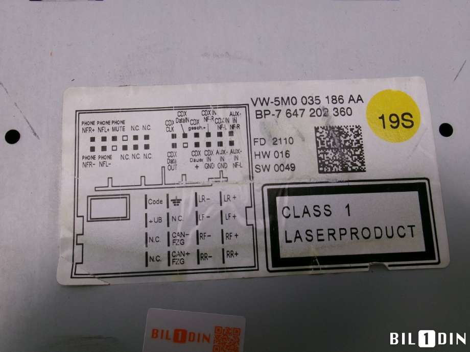 Bilstereo til VW Polo 2009-2014 (Type V, Fase 1) (VOLKSWAGEN|5M0057187AX||5M0035186AA)