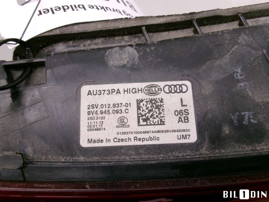 Baklykt venstre indre til Audi A3 2016-2020 (Type III, Fase 2) (AUDI|8V4945093F|)
