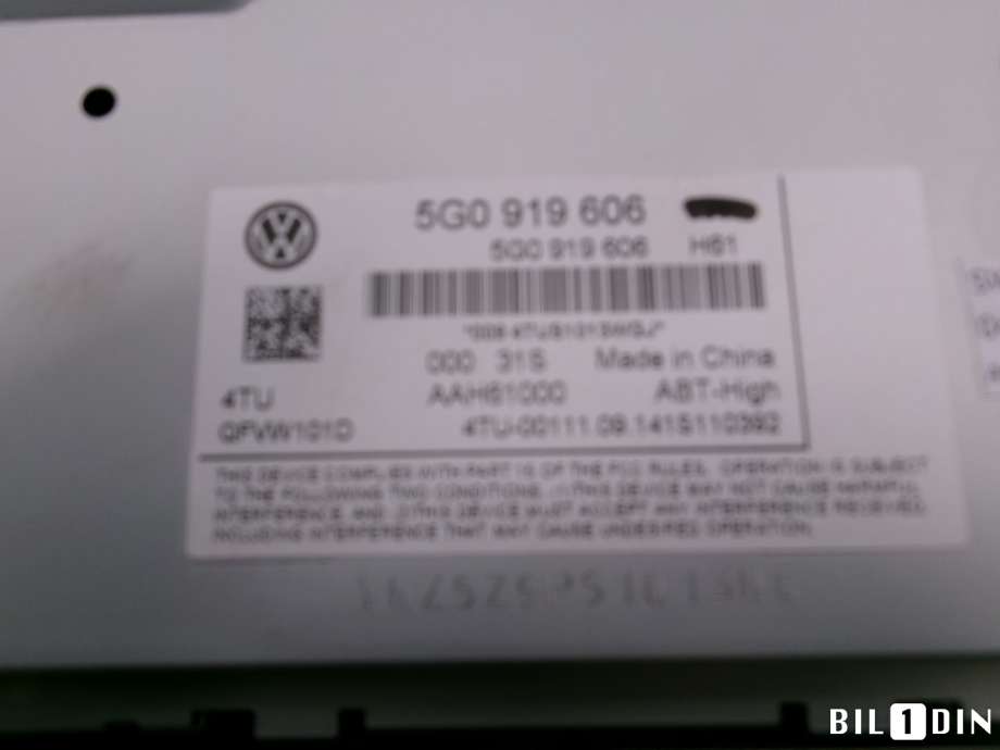 Instrument kjørecomputer til VW e-Golf 2014-2017 (Fase 1)  (VOLKSWAGEN|5G0919606|)