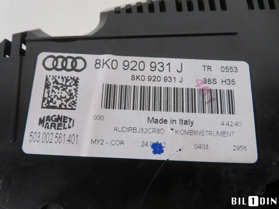 Instrumentpanel til Audi A4, Allroad 2009-2016 (Type I) (B8) (B8) (AUDI|8K0920931J|)