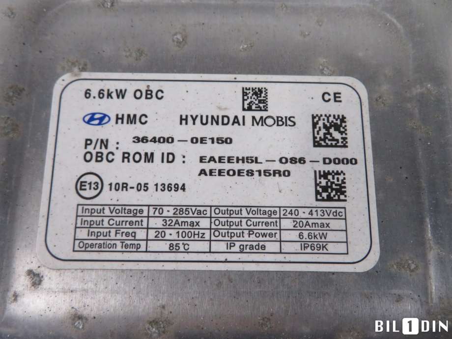 Batterilader (OBC - On Board Charger) til Hyundai Ioniq Electric 2016-2019 (Fase 1)  (HYUNDAI|364000E150|)