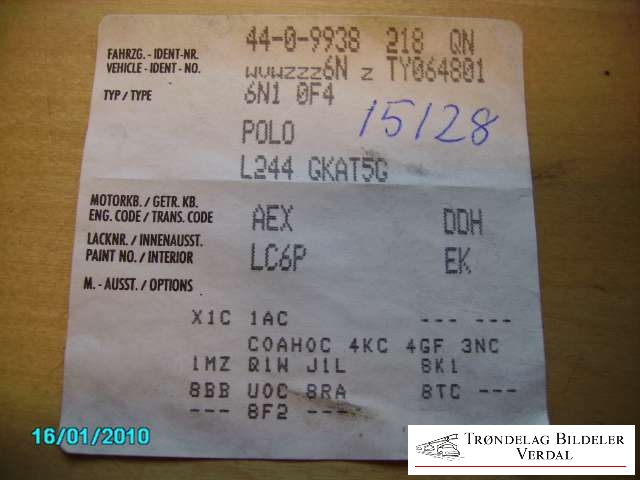 VW Polo 1994-1999 (Type III, Fase 1) , Motorkode: AEX, Girkassekode: 