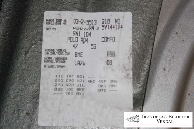 VW Polo 2005-2009 (Type IV, Fase 2) , Motorkode: BME, Girkassekode: GSB