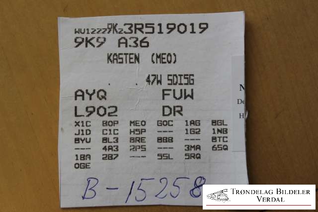 VW Caddy 1995-2004 (Type II) , Motorkode: AYQ, Girkassekode: 