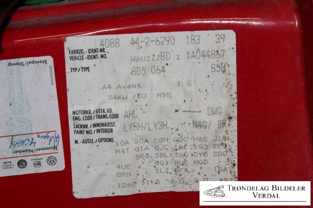 Audi A4 1999-2001 (Type I, Fase 2) (B5) (B5), Motorkode: NA, Girkassekode: DWG 5TR.