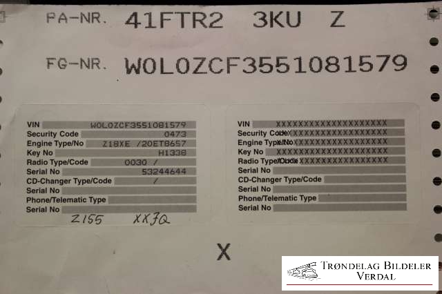 Opel Vectra C 2005-2008 (Type II) , Motorkode: Z18XE, Girkassekode: 