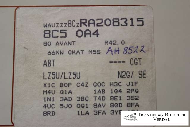 Audi 80 1992-1995 , Motorkode: , Girkassekode: 