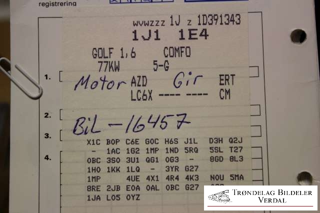 VW Golf IV 1998-2003 , Motorkode: AZD, Girkassekode: 