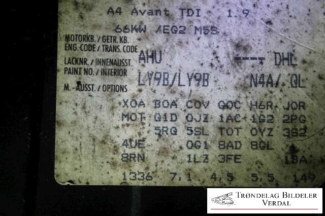 Audi A4 1995-1999 (Type I, Fase 1) (B5) (B5), Motorkode: NA, Girkassekode: 5 TR. WWO