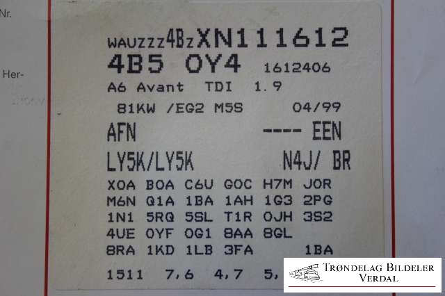 Audi A6 1997-2001 (Type II, Fase 1) (C5) (C5), Motorkode: NA, Girkassekode: NA