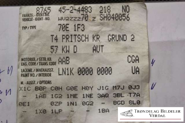VW Transporter / Caravelle 1990-2003 (T4) (T4), Motorkode: NA, Girkassekode: NS