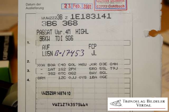 VW Passat 2001-2005 (B5,3BG) (B5,3BG), Motorkode: AVF, Girkassekode: FCP