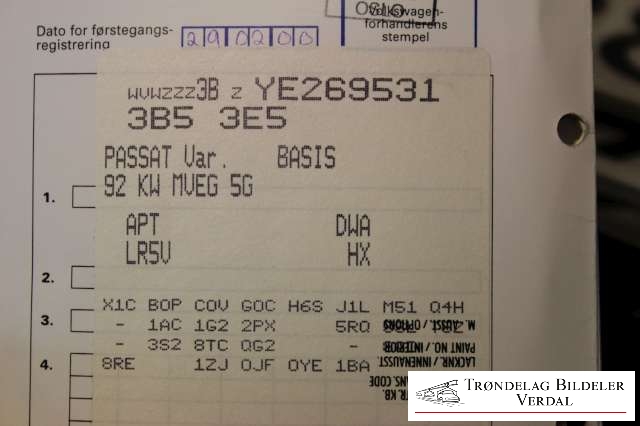 VW Passat 1997-2000 (B5,3B) (B5,3B), Motorkode: APT, Girkassekode: NA