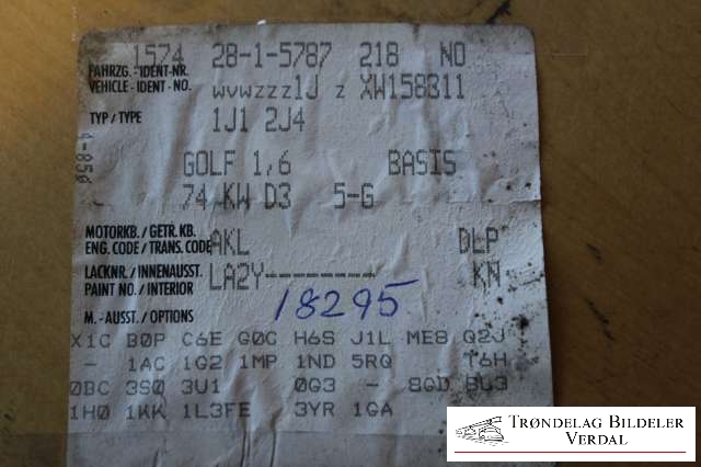 VW Golf IV 1998-2003 , Motorkode: AKL, Girkassekode: NA