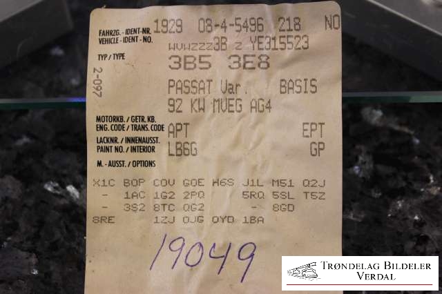 VW Passat 1997-2000 (B5,3B) (B5,3B), Motorkode: APT, Girkassekode:
