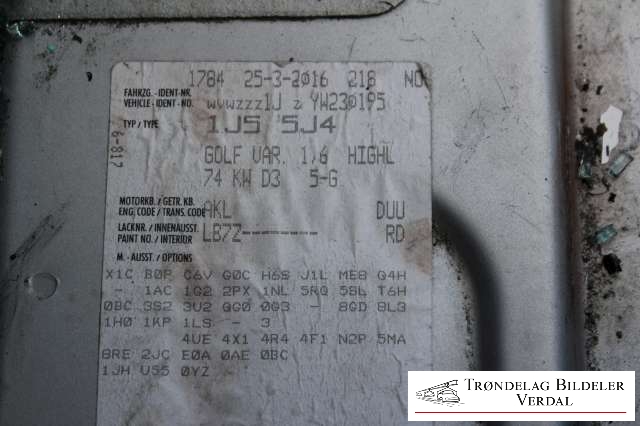 VW Golf IV 1998-2003 , Motorkode: AKL, Girkassekode: DUU