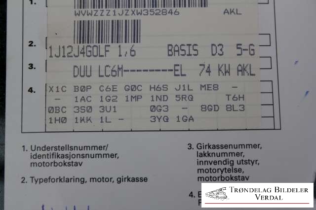 VW Golf IV 1998-2003 , Motorkode: AKL, Girkassekode: DUU