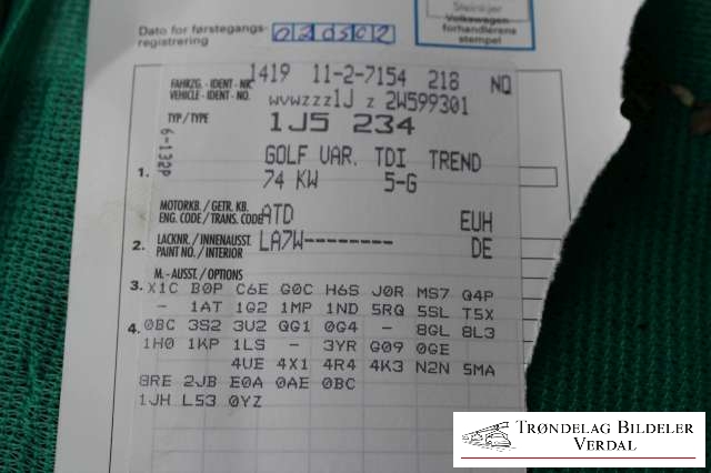 VW Golf IV 1998-2003 , Motorkode: ATD, Girkassekode: EUH