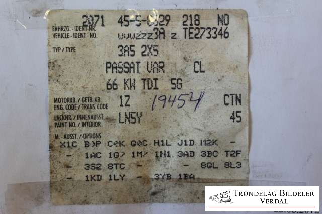 VW Passat 1997-2000 (B5,3B) (B5,3B), Motorkode: 1Z, Girkassekode: M