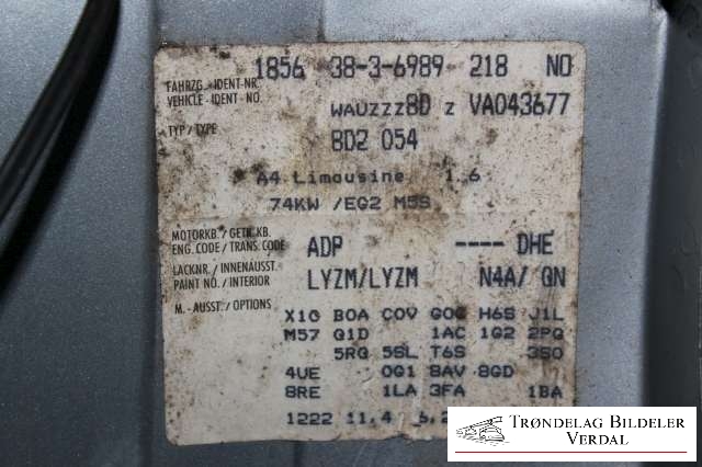 Audi A4 1995-1999 (Type I, Fase 1) (B5) (B5), Motorkode: ADP, Girkassekode: M