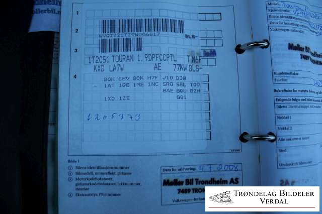 VW Touran 2007-2010 (Type I, Fase 2) , Motorkode: , Girkassekode: KXD