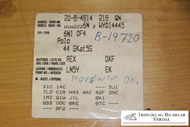 VW Polo 1994-1999 (Type III, Fase 1) , Motorkode: AEX, Girkassekode: AEX