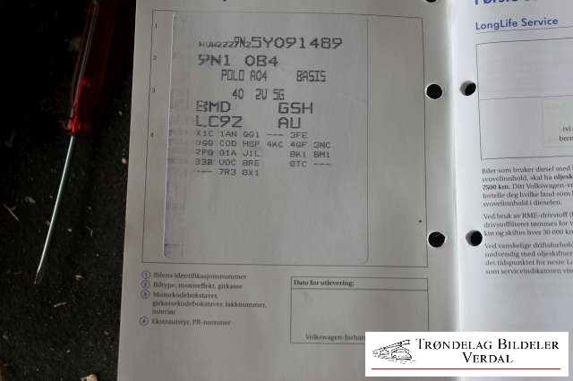 VW Polo 2005-2009 (Type IV, Fase 2) , Motorkode: BMD, Girkassekode: GSH