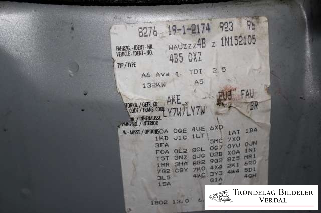 Audi A6 2001-2004 (Type II, Fase 2) (C5) (C5), Motorkode: AKE, Girkassekode: