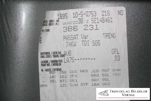 VW Passat 2001-2005 (B5,3BG) (B5,3BG), Motorkode: AVB, Girkassekode: GFL