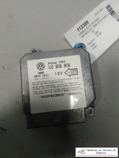 Airbag elektronikk til VW Beetle 1998-2010 (Type I) (1J0 909 609|5WK4 2800|0030FW0ZBRC6)