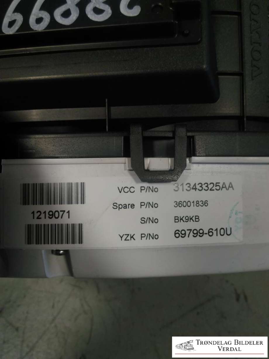 Speedometer til Volvo XC60 2008-2013 (Type I, Fase 1)  (OLGA41H|36001836|)