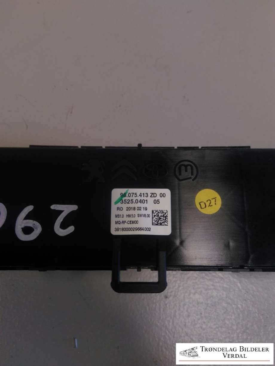 Varmeapparat betjening til Toyota Proace 2016-->> (Type II)  (98.075.413 ZD.|3525.0401 05|)