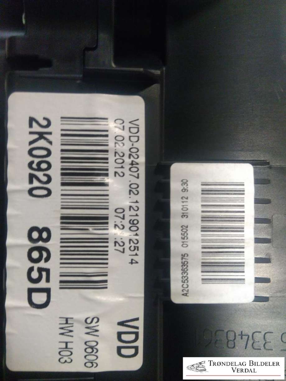 Speedometer til VW Caddy 2010-2015 (Type III, Fase 2) (2K0920 865D|)