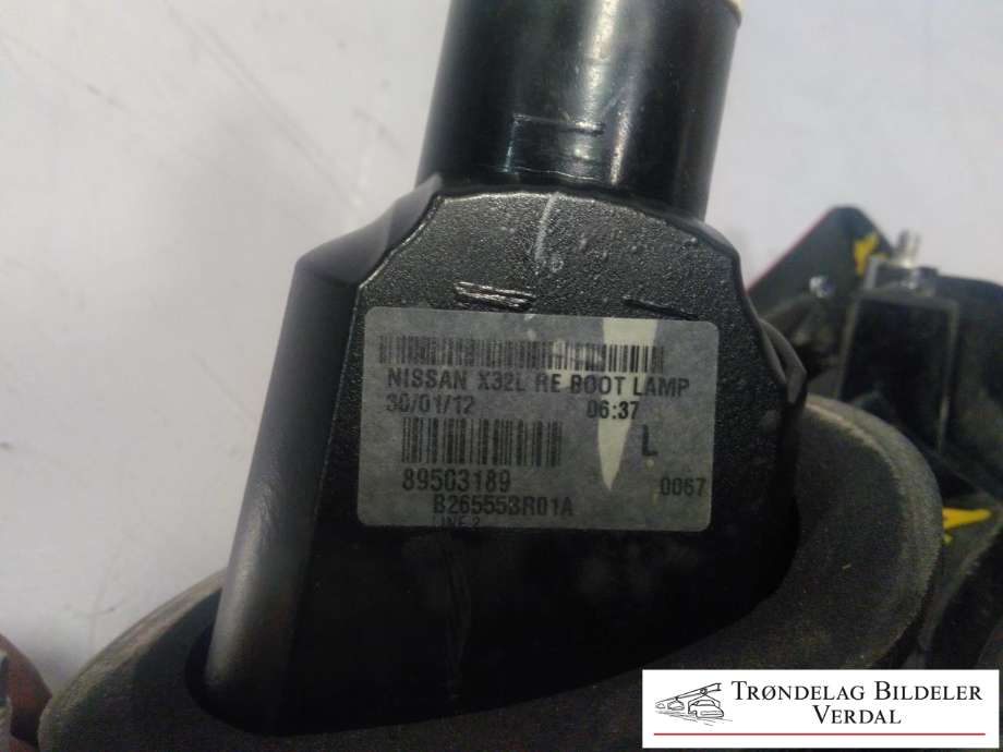 Baklykt venstre indre til Nissan Qashqai 2010-2014 (Type I, Fase 2)  (89503189|B26555BR 1A|)
