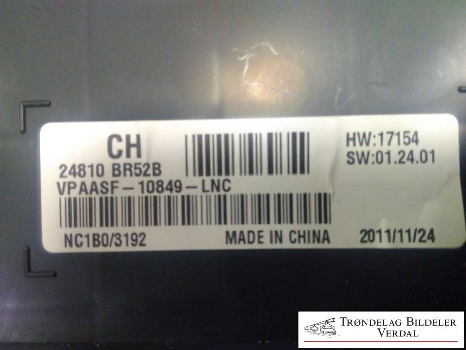 Instrumentpanel til Nissan Qashqai 2010-2014 (Type I, Fase 2) (24810BR52B|VPAASF10849LNC|)