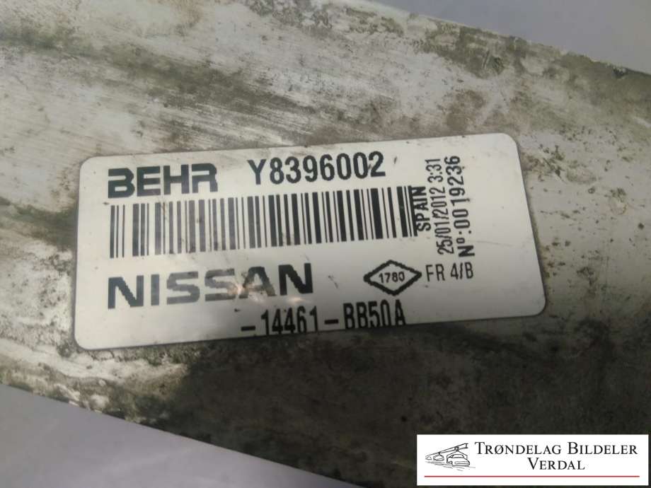 Intercooler til Nissan Qashqai 2010-2014 (Type I, Fase 2)  (Y8396002|14461BB50A|)