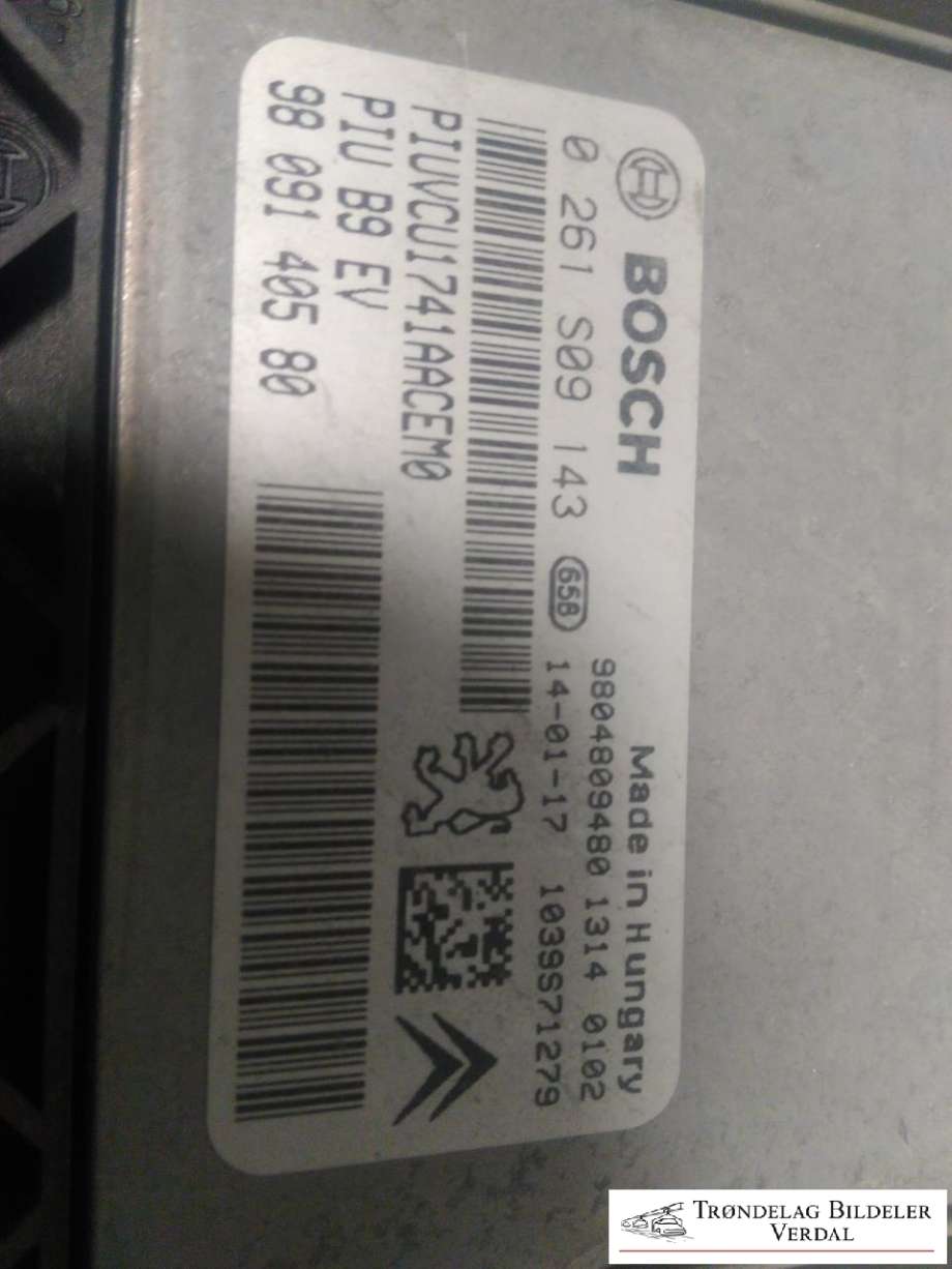 Styreenhet motor til Peugeot Partner 2008-2015 (Type II, Fase 1) (0261S09143|980480948013140102|)