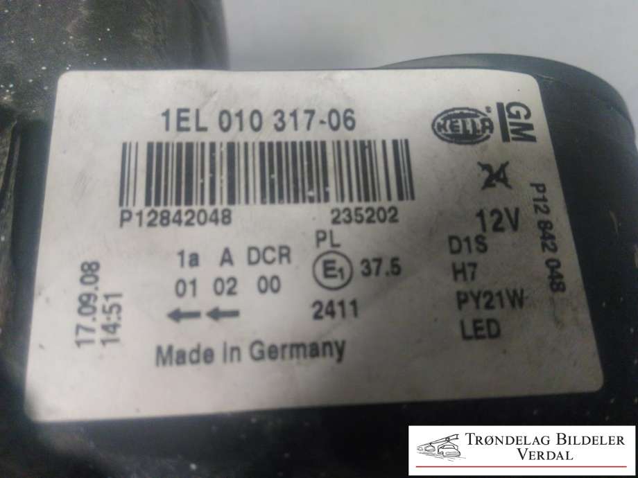 Frontlykt høyre xenon til Saab 9-3 2008-2011 (Type II, Fase 2) (1EL01031706|P12842048|254812009052AF)