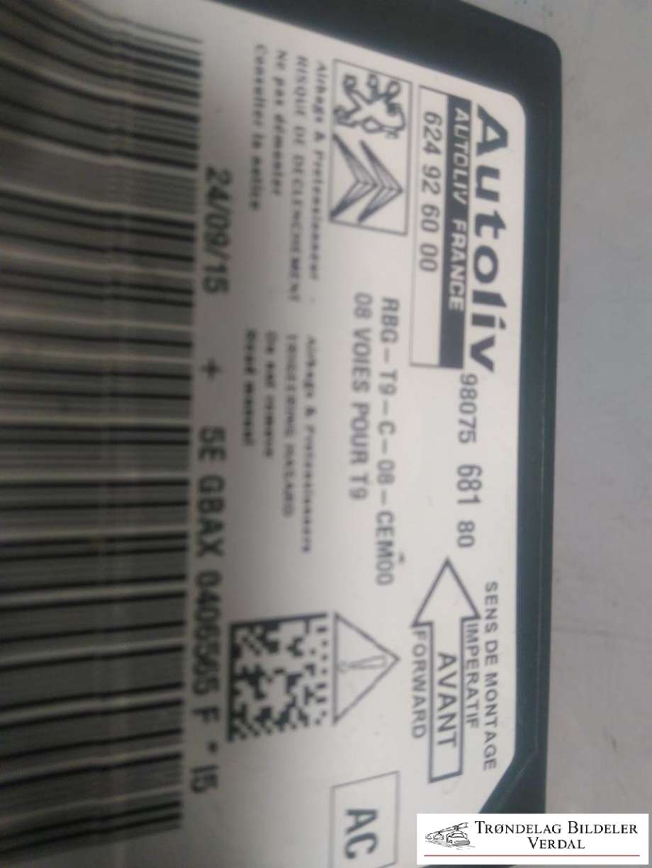 Airbag elektronikk til Peugeot 308 2013-2021 (Type II)  (9807568180|624926000|)