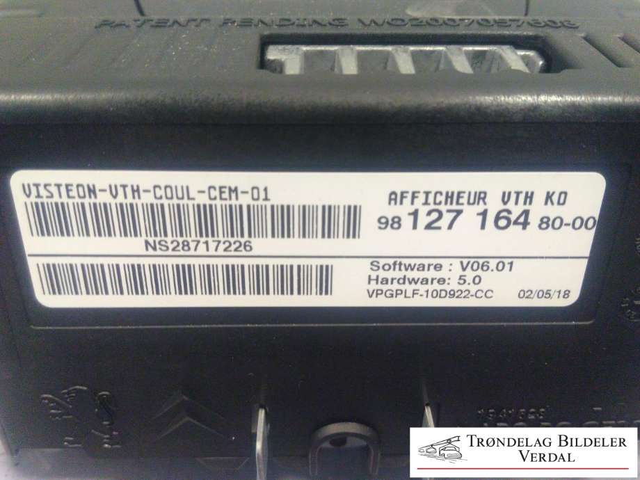 Instrument head-up display (HUD) til Toyota Proace 2016-->> (Type II)  (981271648000|)