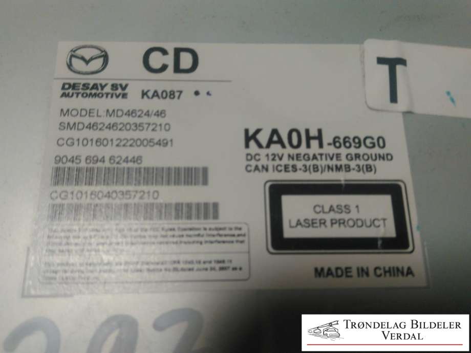 Bilstereo til Mazda CX-5 2012-2017 (Type I)  (MD4624/46|KA0H669G0|)