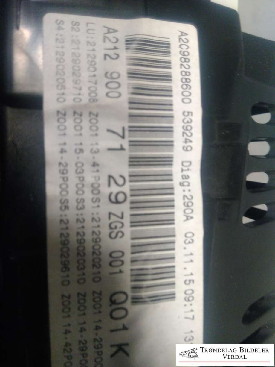 Instrumentpanel til Mercedes E-Klasse 2013-2016 (Fase 2) (W212) (W212) (A2129007129ZGS|)