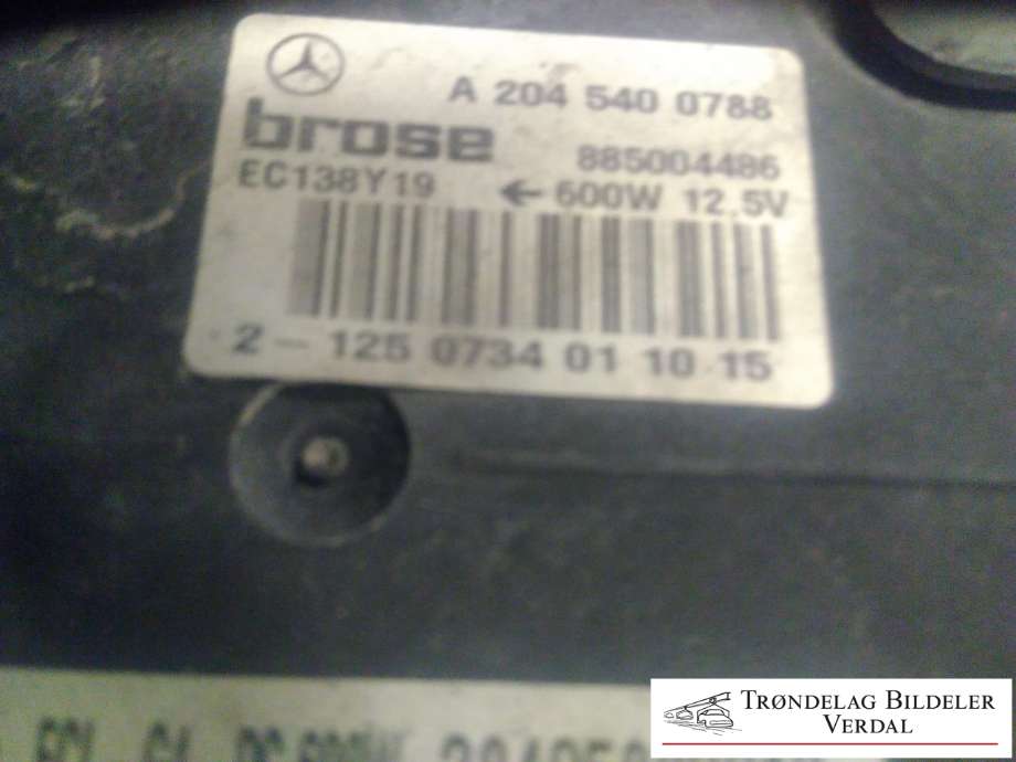 Kjølevifte elektrisk til Mercedes E-Klasse 2013-2016 (Fase 2) (W212) (W212) (BROSE|A2045400788|A2125054630|A2049066802)